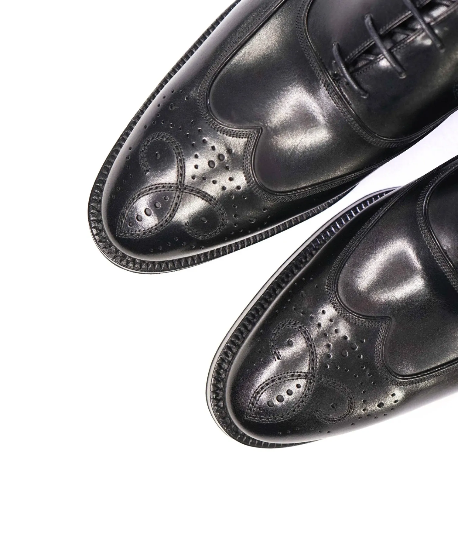 $900 Bally SCRIBE Solid Black Wingtip Oxfords Leather Footwear 9 US