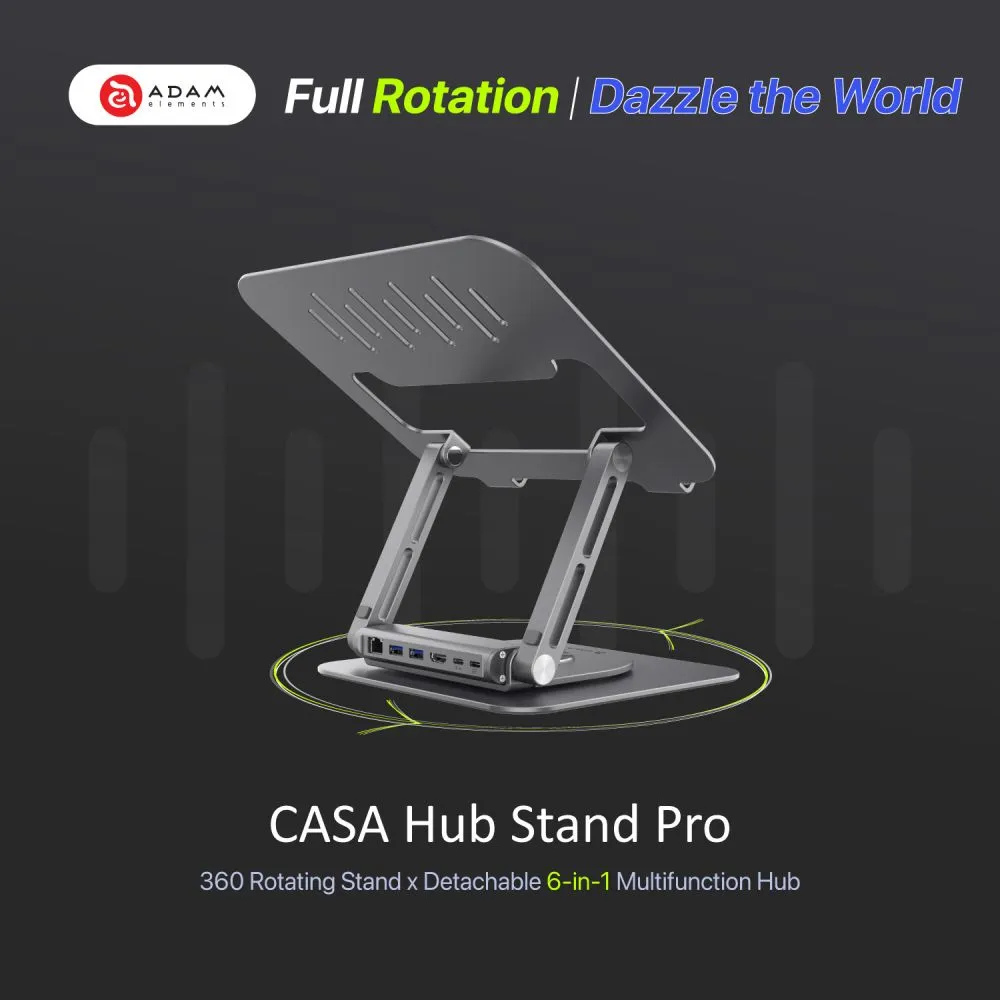 ADAM Elements Casa Hub Stand Pro-USB-C 6-in-1 Laptop - Black