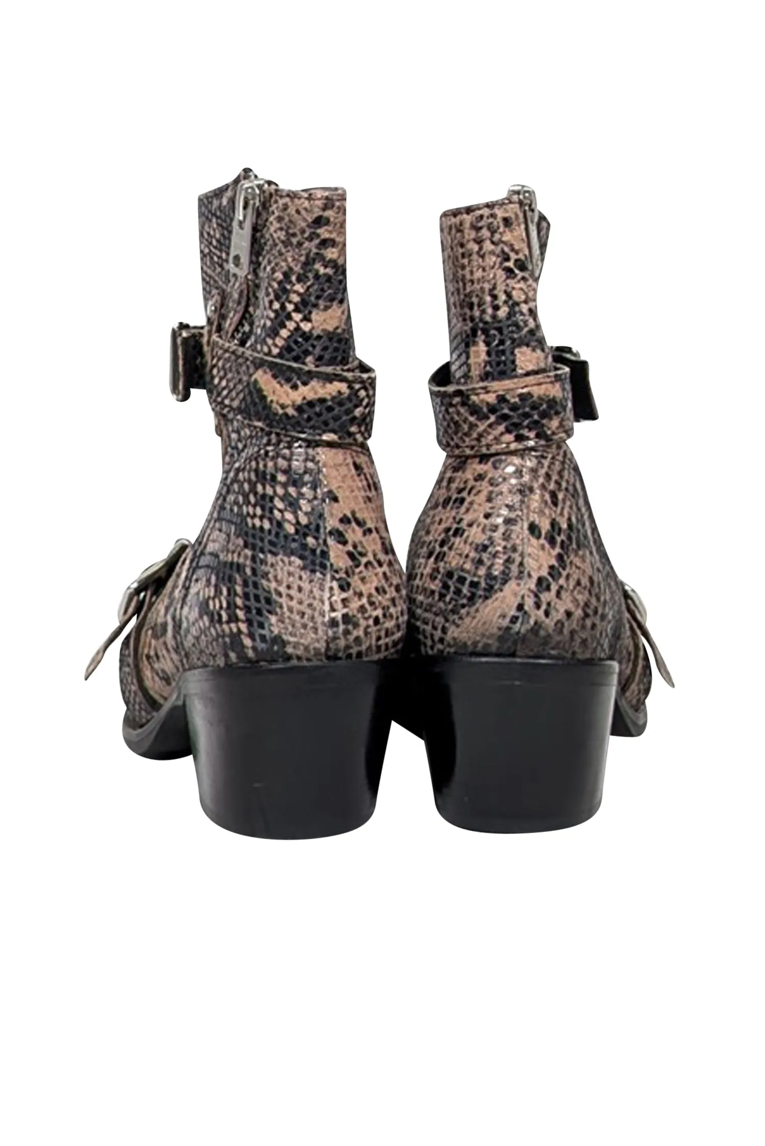 All Saints - Beige & Black Snake Skin Print Short Boots Sz 9