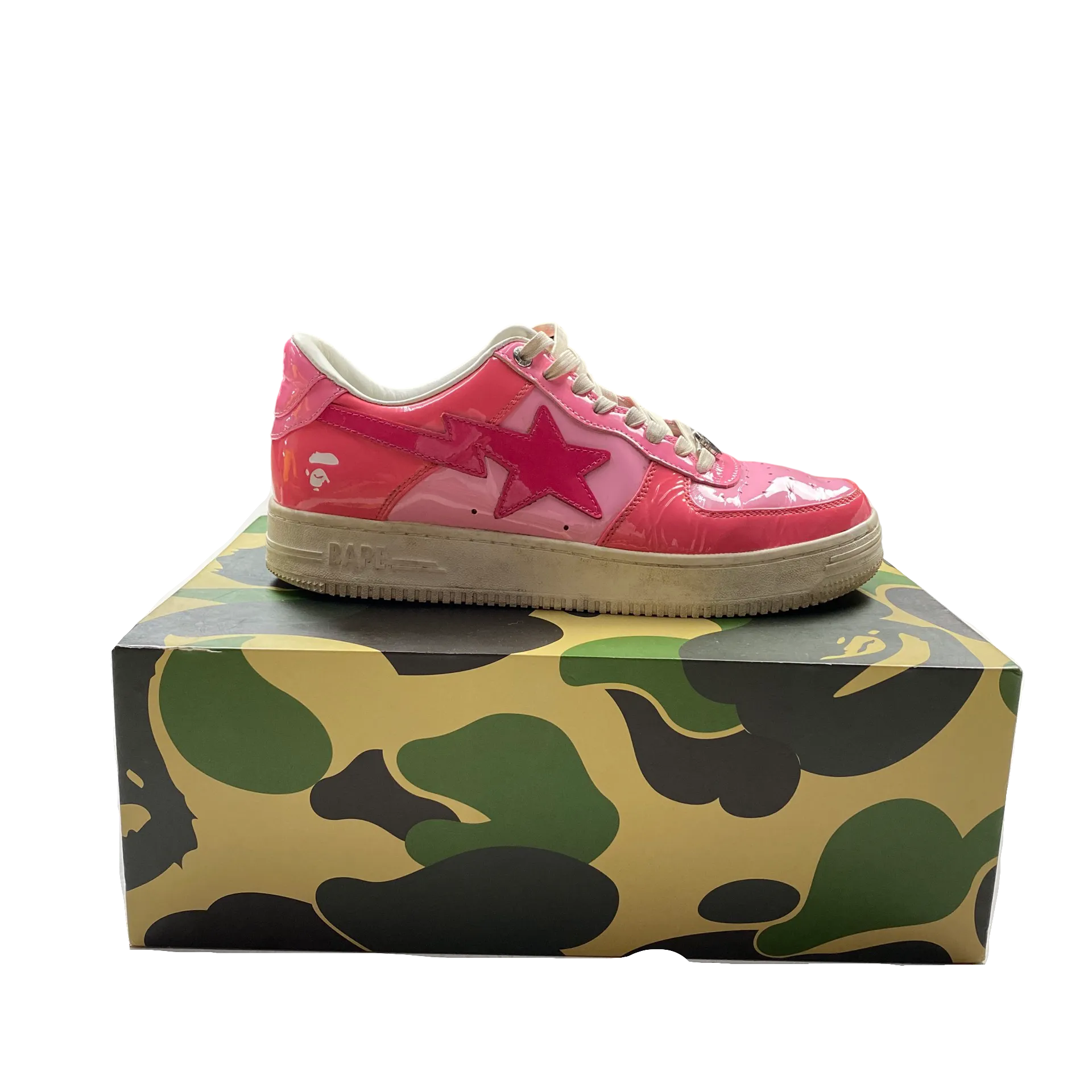 BAPE Pink Patent Bapesta Trainers - UK 9.5
