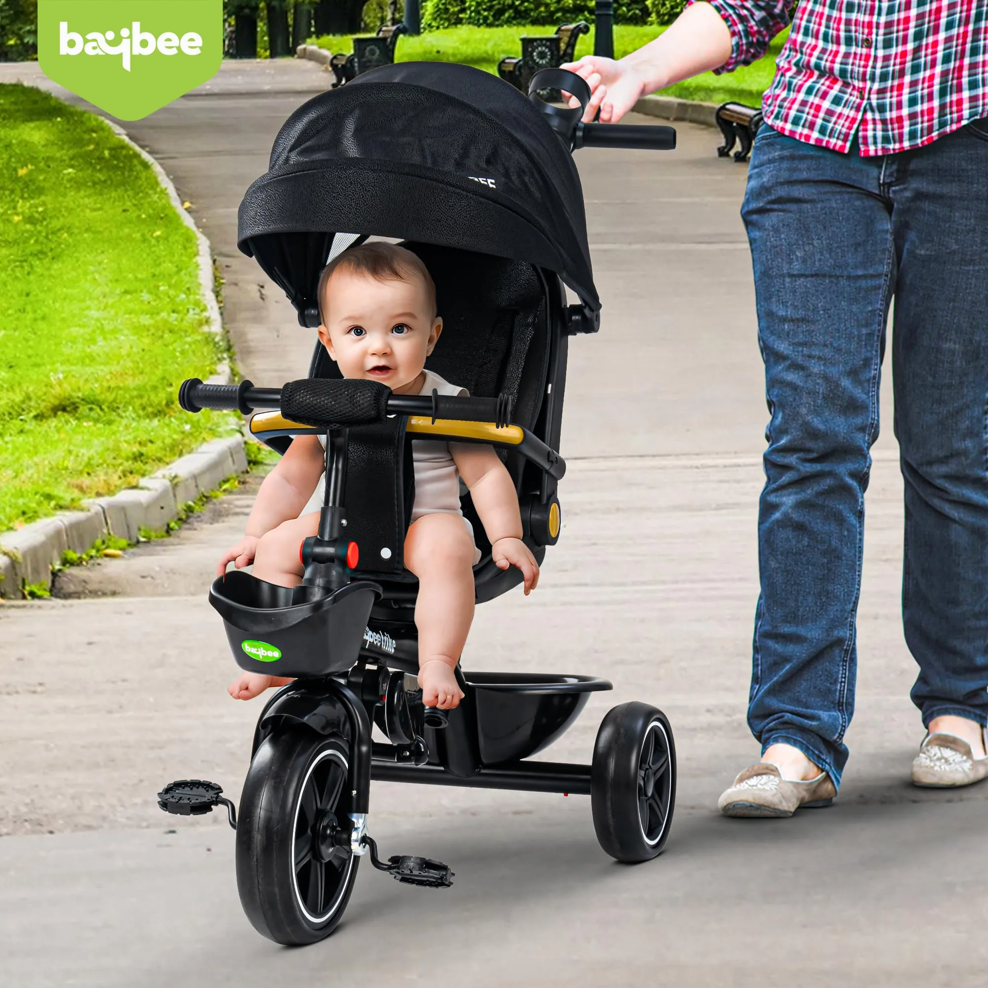Baybee Uno 2 in 1 Baby cycle for Kids | Baby Tricycles with Parental Push Handle, 180° Reversible Seat, Canopy & Safety Guardrail | Boys Girlsfor 2 - 5 years