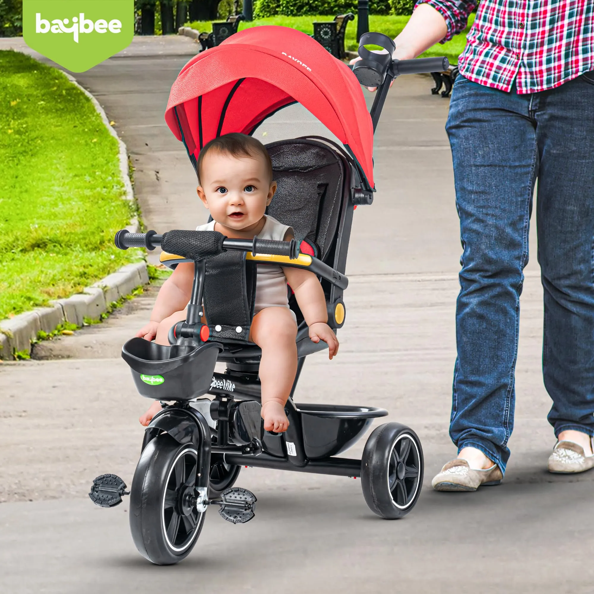 Baybee Uno 2 in 1 Baby cycle for Kids | Baby Tricycles with Parental Push Handle, 180° Reversible Seat, Canopy & Safety Guardrail | Boys Girlsfor 2 - 5 years