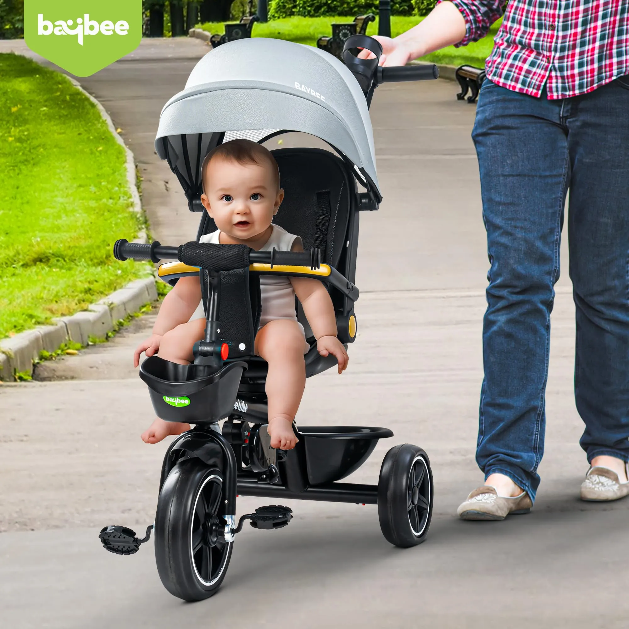 Baybee Uno 2 in 1 Baby cycle for Kids | Baby Tricycles with Parental Push Handle, 180° Reversible Seat, Canopy & Safety Guardrail | Boys Girlsfor 2 - 5 years