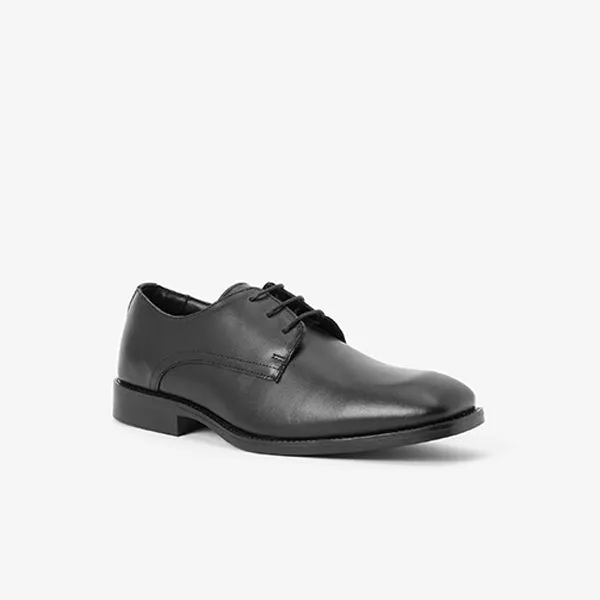 Black Leather Square Toe Derby Shoes