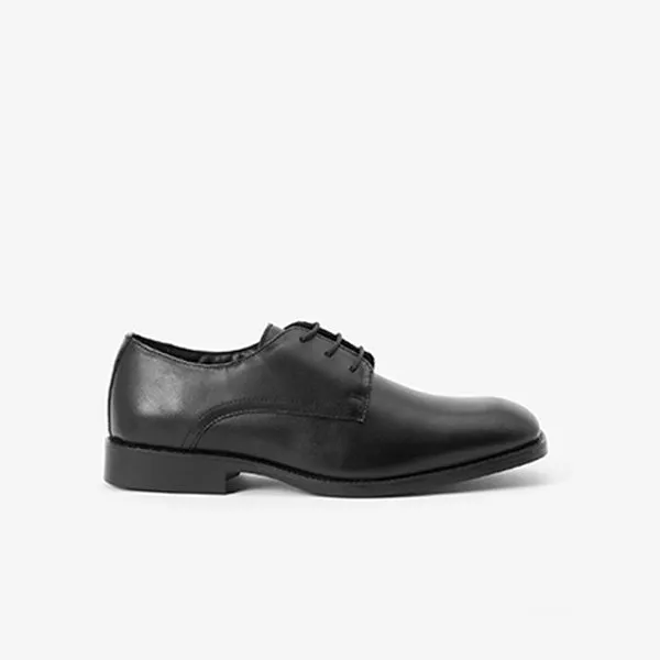 Black Leather Square Toe Derby Shoes