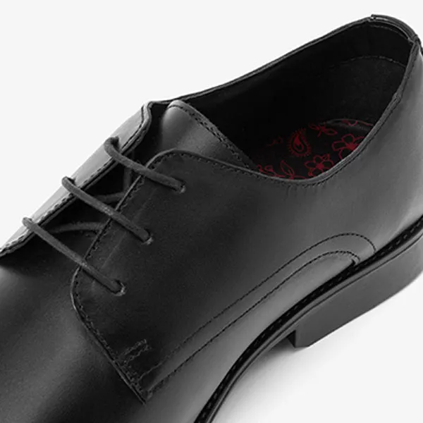 Black Leather Square Toe Derby Shoes