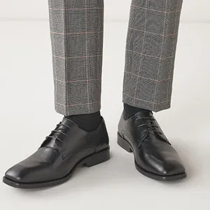 Black Leather Square Toe Derby Shoes