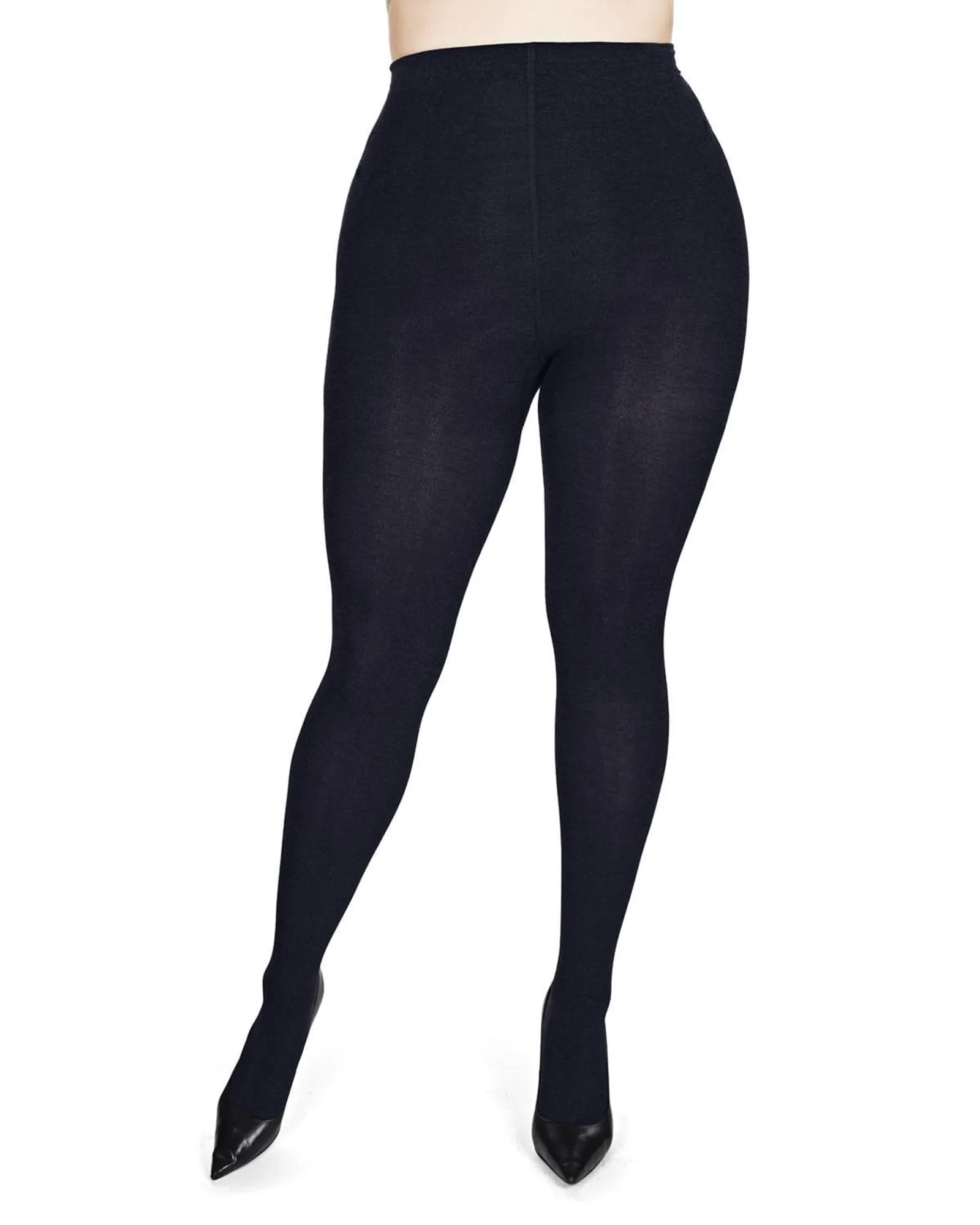 Brooklyn Flat Knit Cotton Blend Sweater Tights | Navy