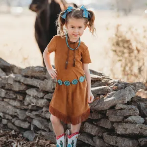 Brown Suede Fringe Dress (6-7)