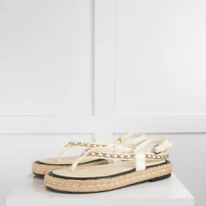 Chanel White Leather Espadrilles