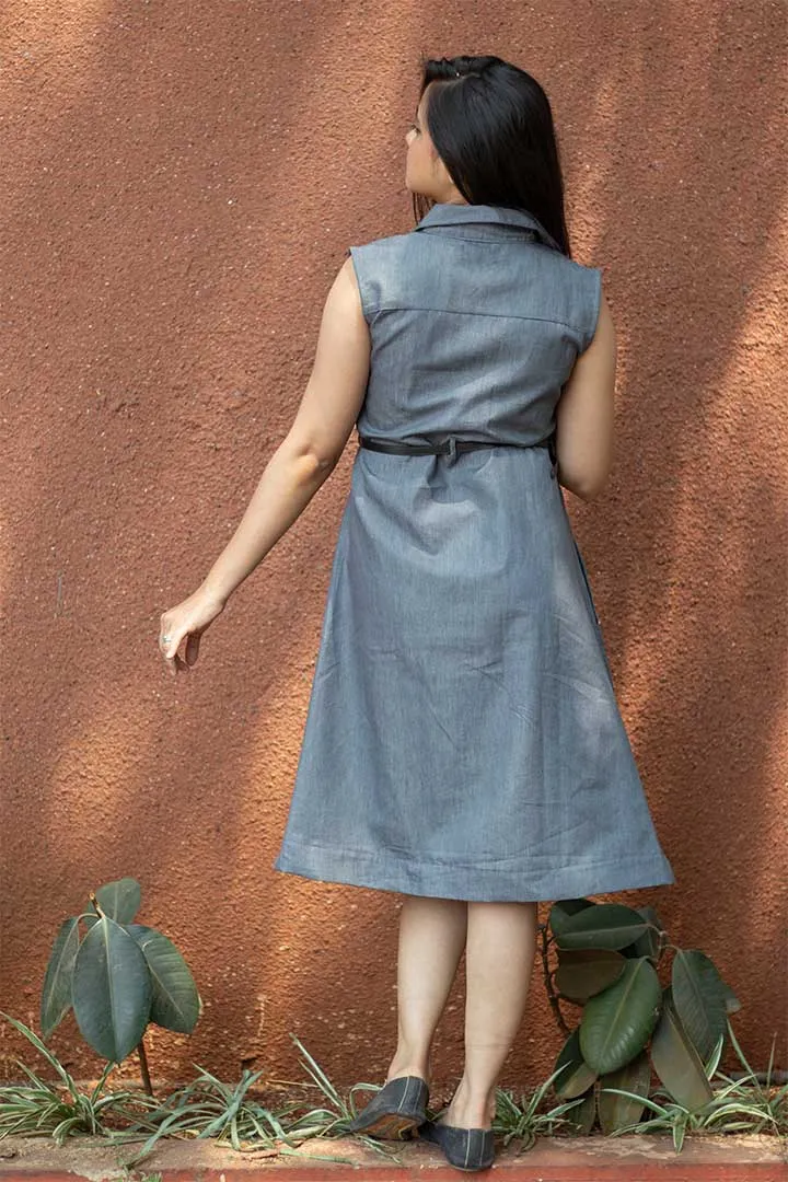 Denim Grey Belt Dress
