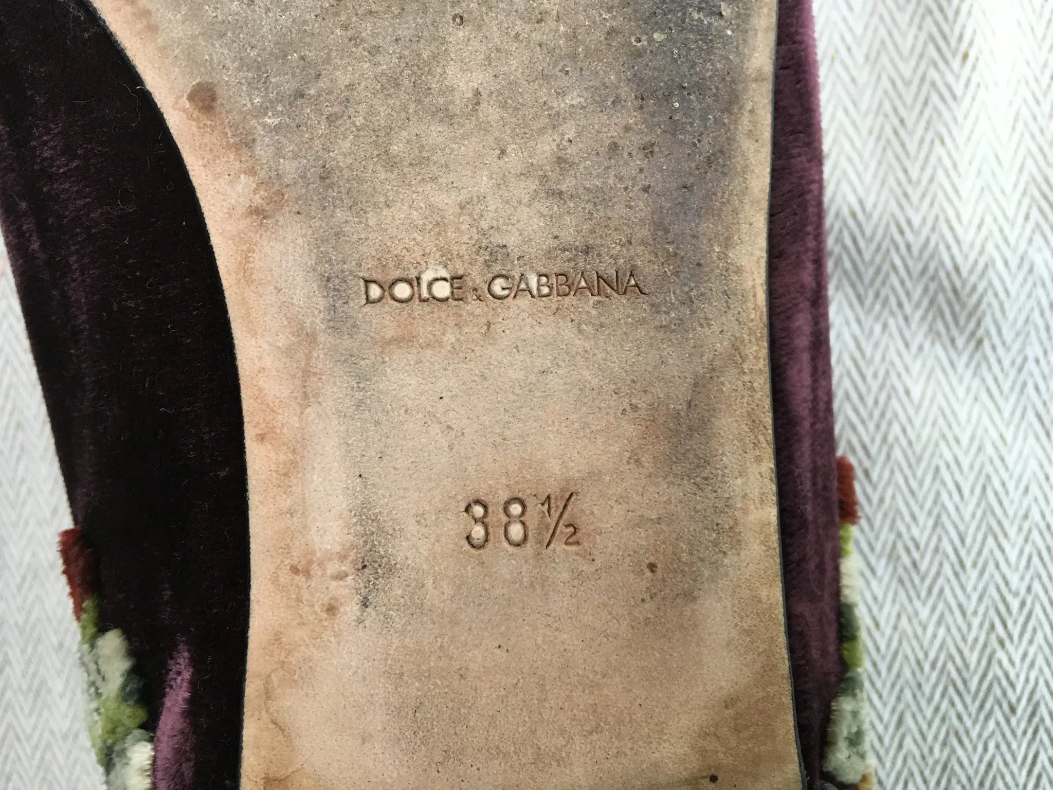 DOLCE & GABBANA FLOWERS KEYS Velvet Eggplant Embellished  ESPADRILLES FLATS SHOES LADIES