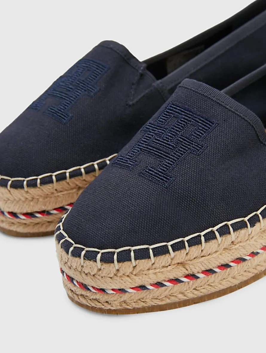 Embroidered Logo Platform Espadrilles