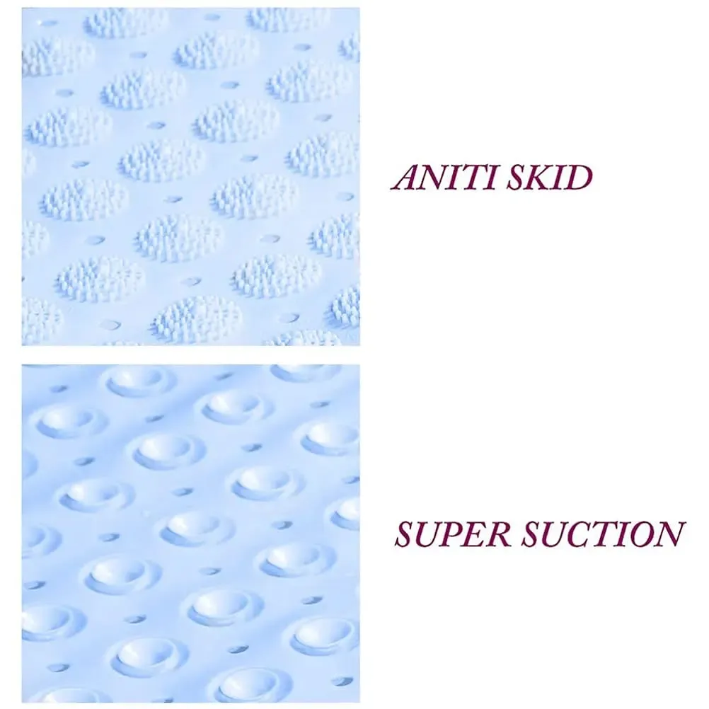 Experia Anti Slip Bath Mat with Suction Cup - 106 X 60 CM (Blue Color with Accu Pebble)