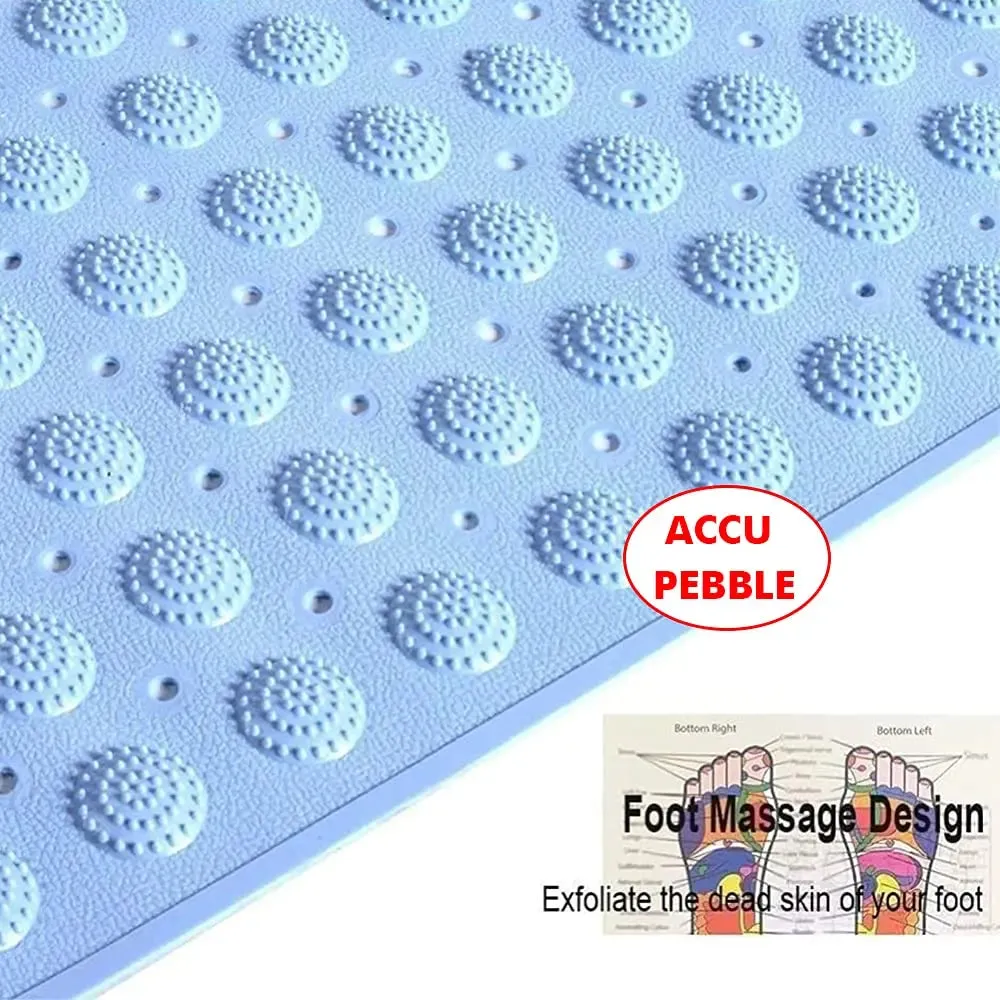 Experia Anti Slip Bath Mat with Suction Cup - 106 X 60 CM (Blue Color with Accu Pebble)