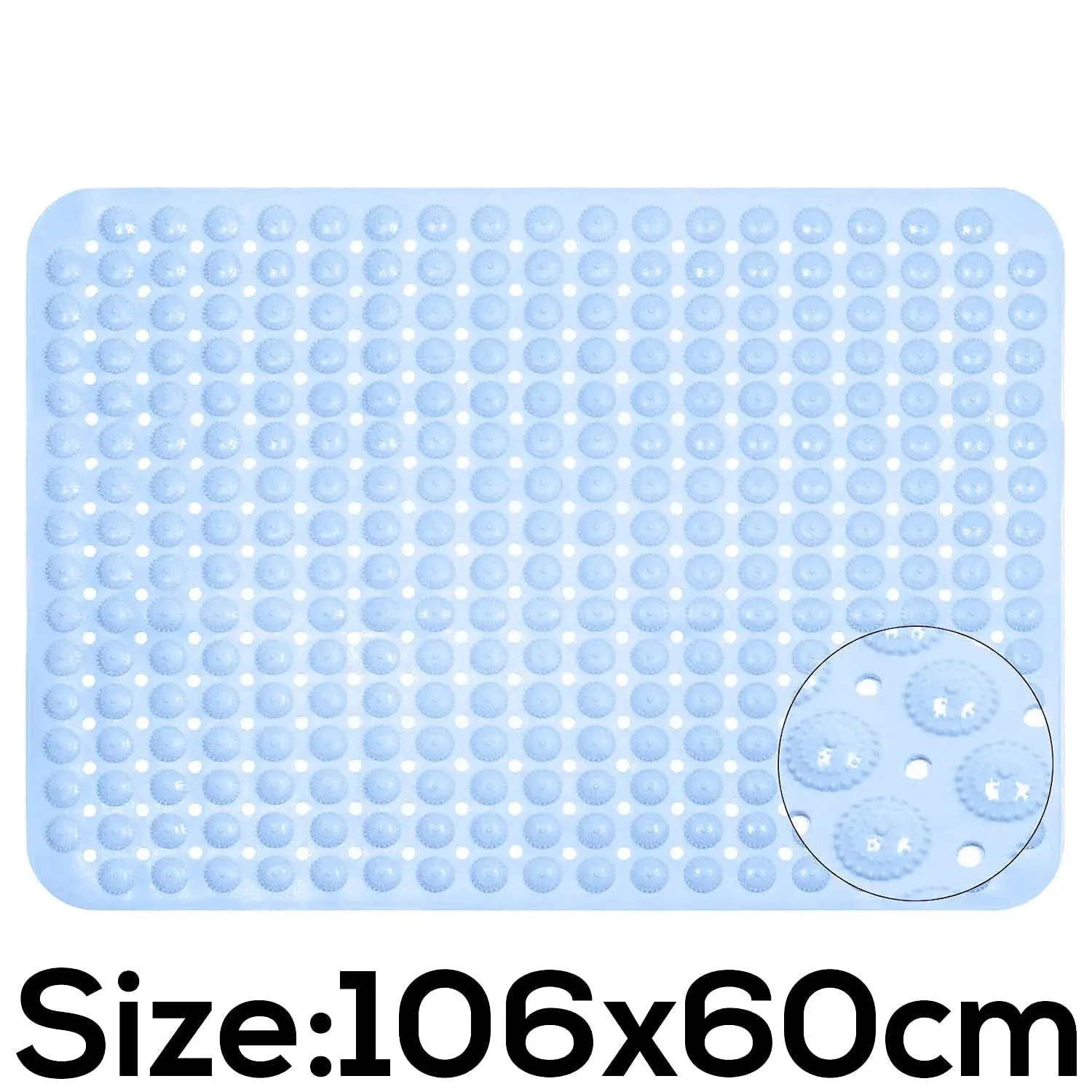 Experia Anti Slip Bath Mat with Suction Cup - 106 X 60 CM (Blue Color with Accu Pebble)
