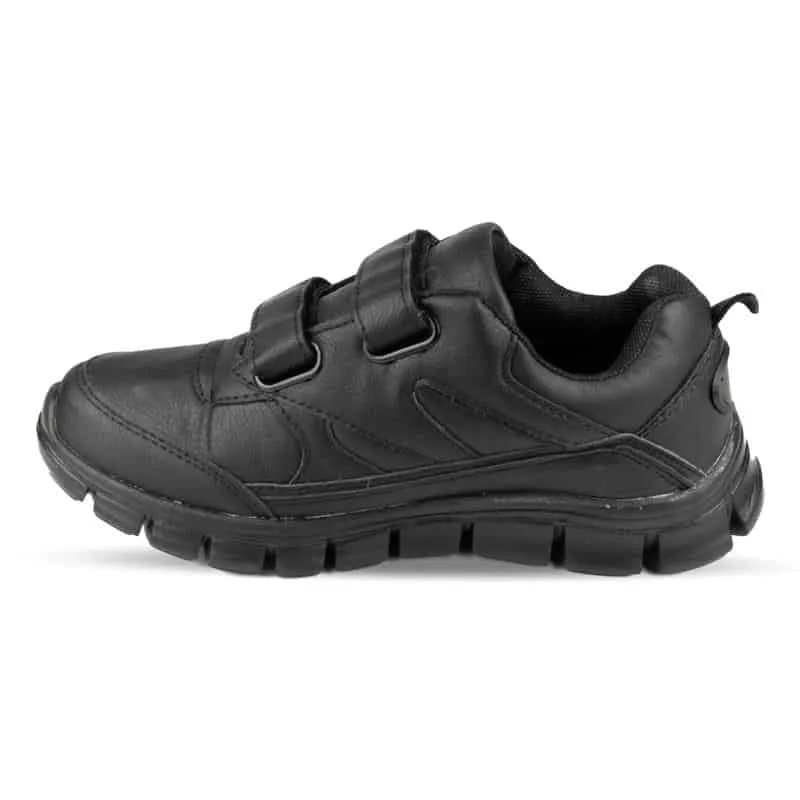 Kids Black Touch Fasten Trainer