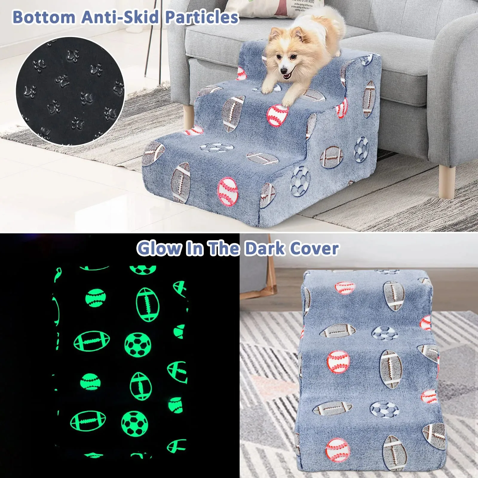 Luminous Pet Stairs with 2/3 Steps - Safe and Easy Access for Your Furry Friend