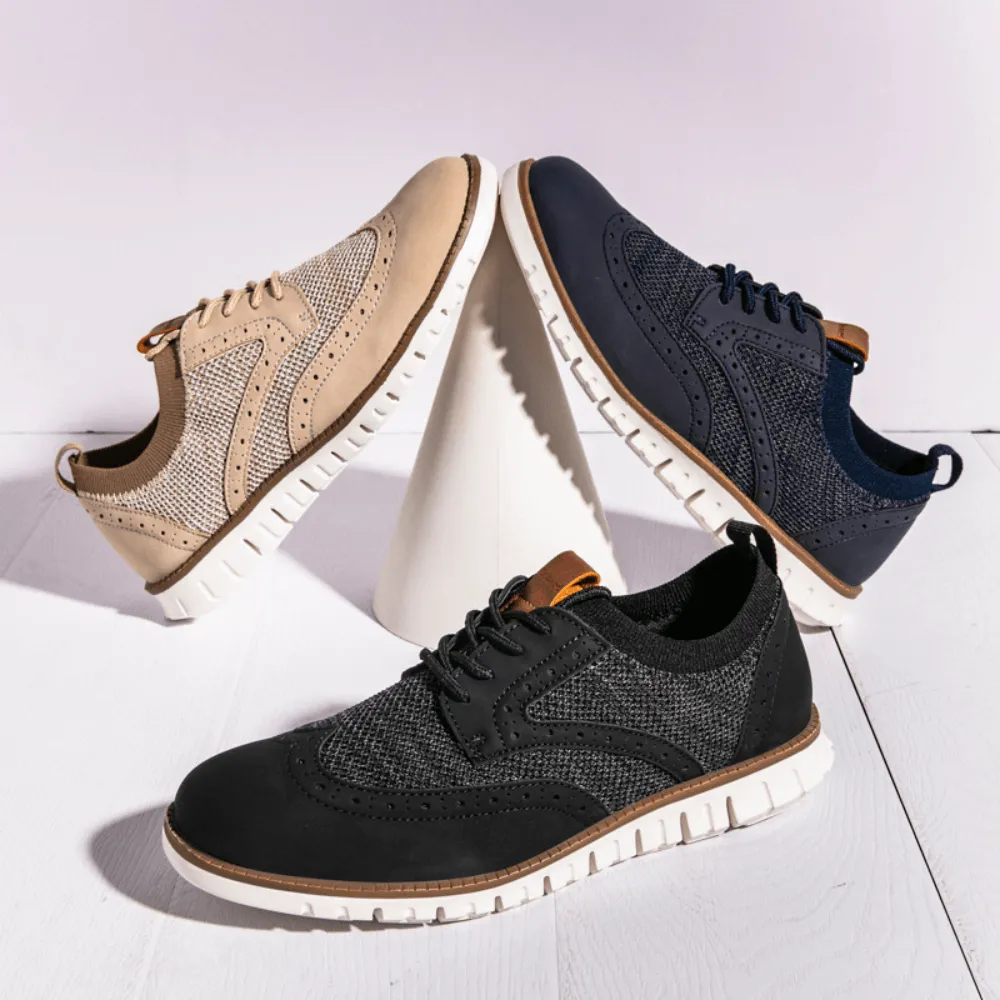 Men's Knit Casual Wingtip Shoes