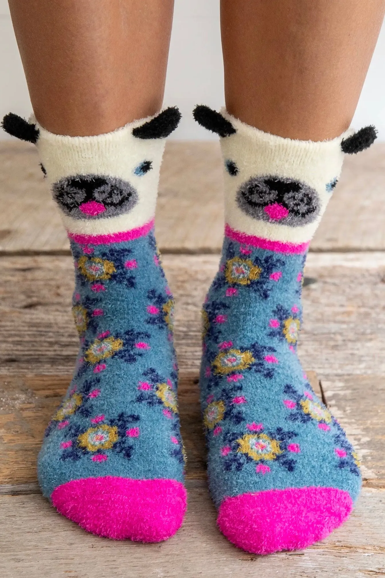 Natural Life Boxed Cozy Critter Socks | Cream Dog