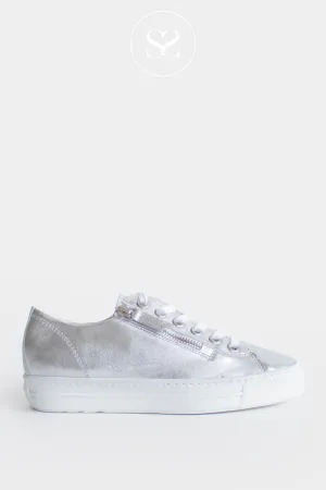 PAUL GREEN 5206 SILVER LEATHER FLATFORM TRAINERS