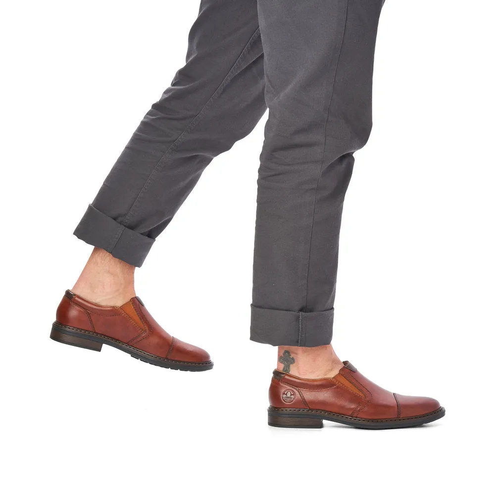 Rieker Mens Leather Slip On Shoes Tan Smart Work 17659-23