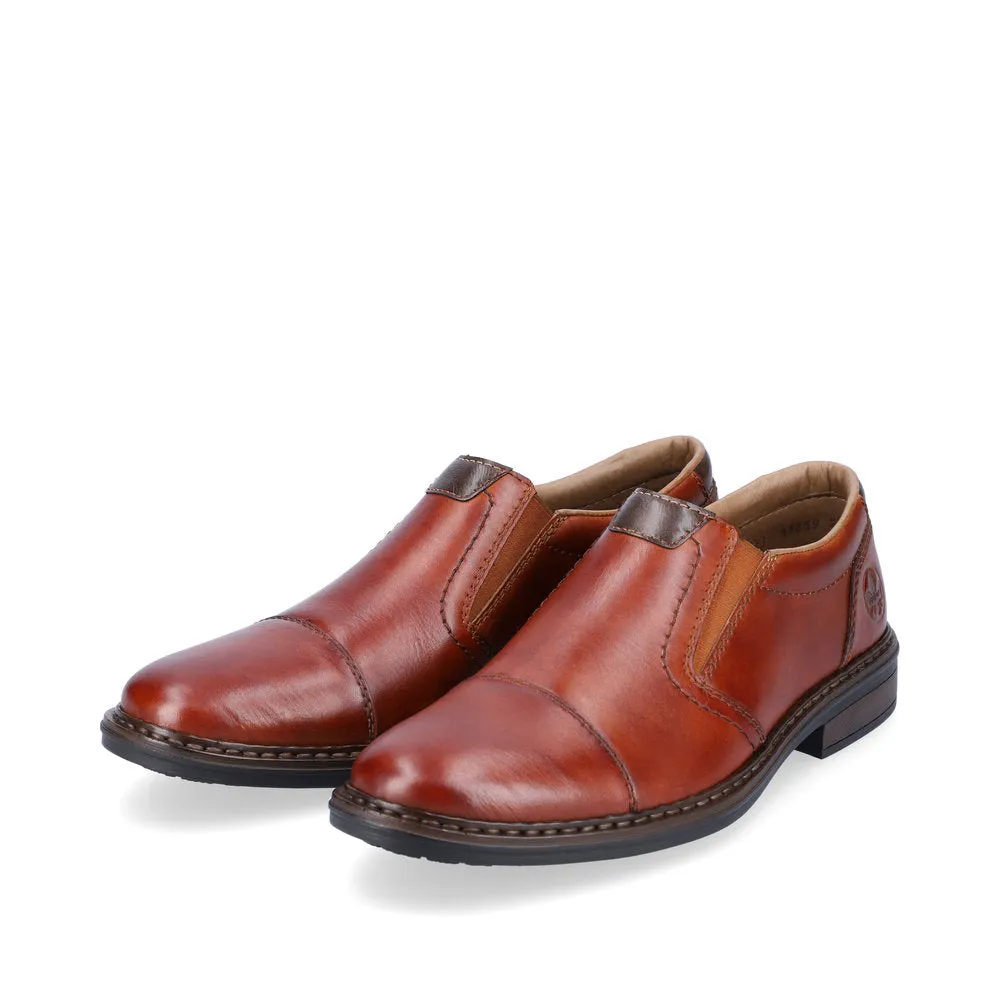Rieker Mens Leather Slip On Shoes Tan Smart Work 17659-23