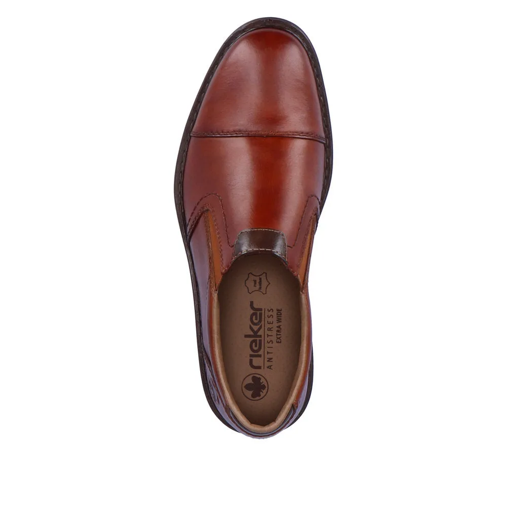 Rieker Mens Leather Slip On Shoes Tan Smart Work 17659-23