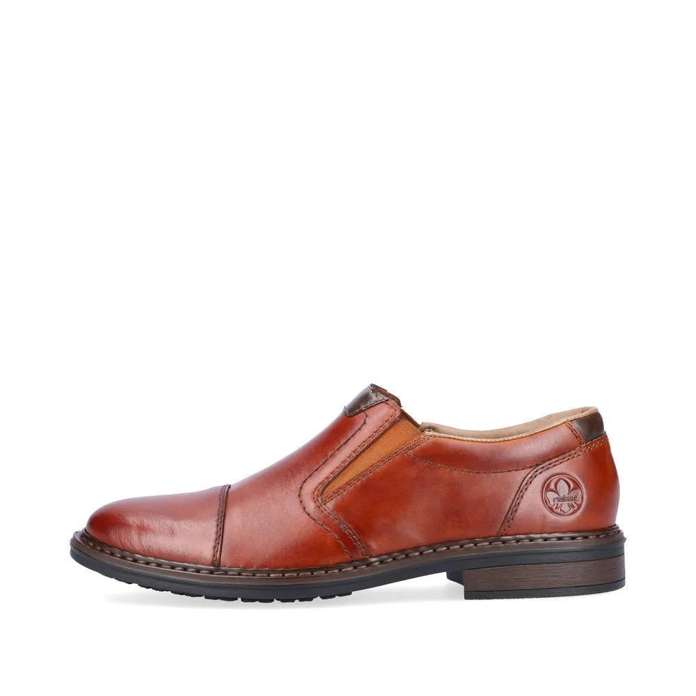 Rieker Mens Leather Slip On Shoes Tan Smart Work 17659-23