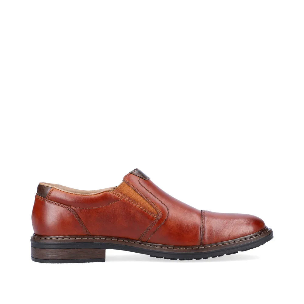 Rieker Mens Leather Slip On Shoes Tan Smart Work 17659-23