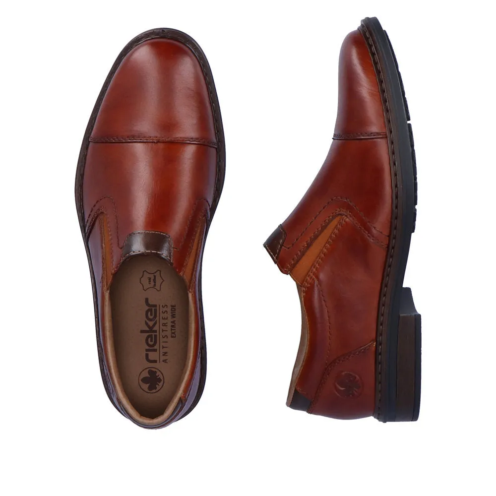 Rieker Mens Leather Slip On Shoes Tan Smart Work 17659-23