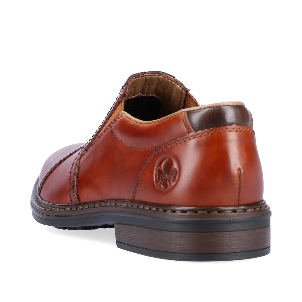Rieker Mens Leather Slip On Shoes Tan Smart Work 17659-23