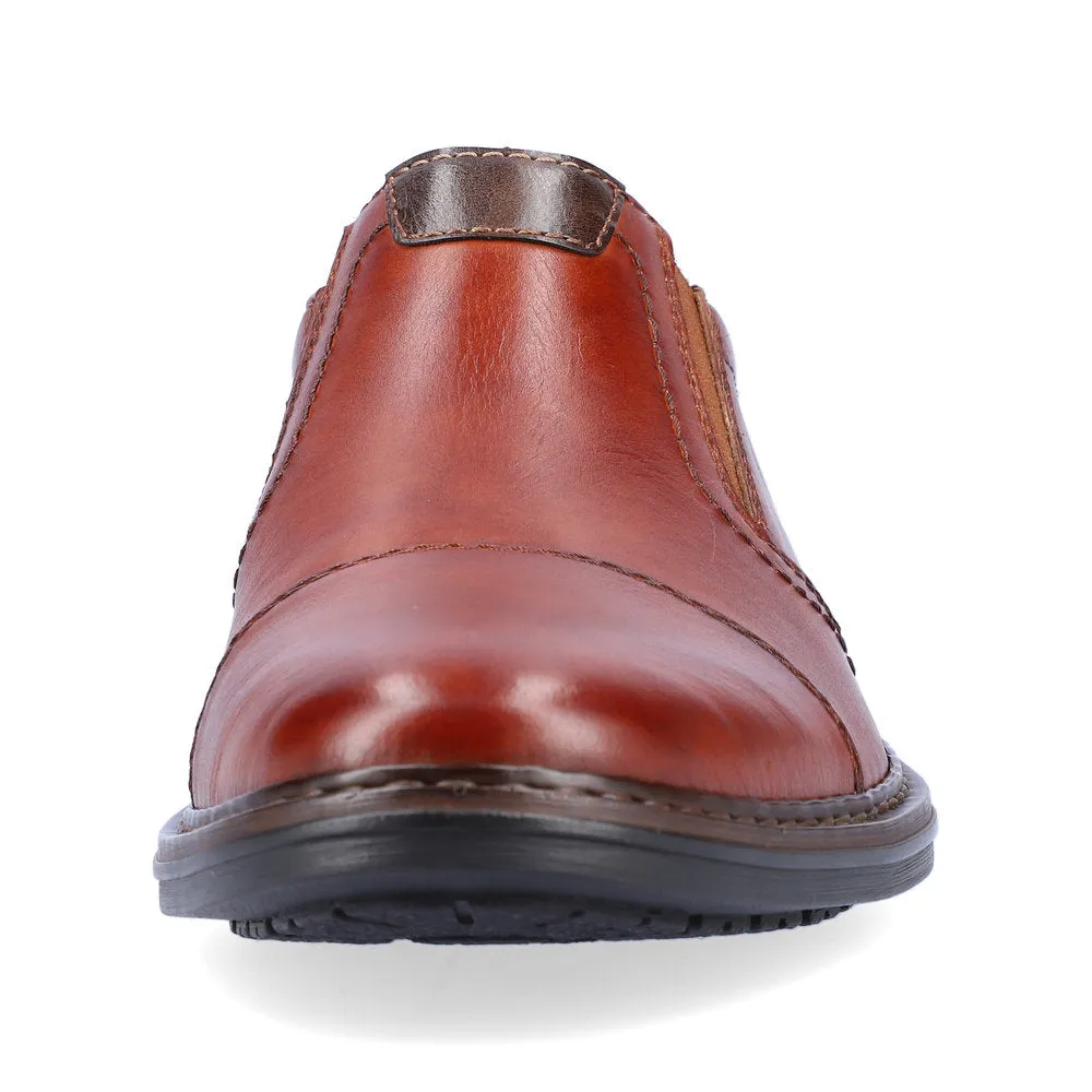 Rieker Mens Leather Slip On Shoes Tan Smart Work 17659-23