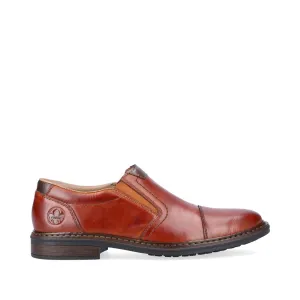 Rieker Mens Leather Slip On Shoes Tan Smart Work 17659-23