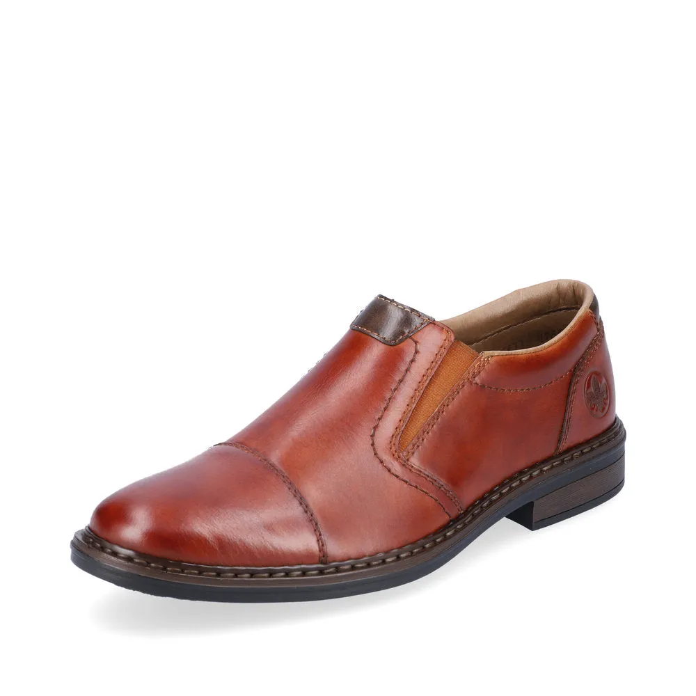 Rieker Mens Leather Slip On Shoes Tan Smart Work 17659-23