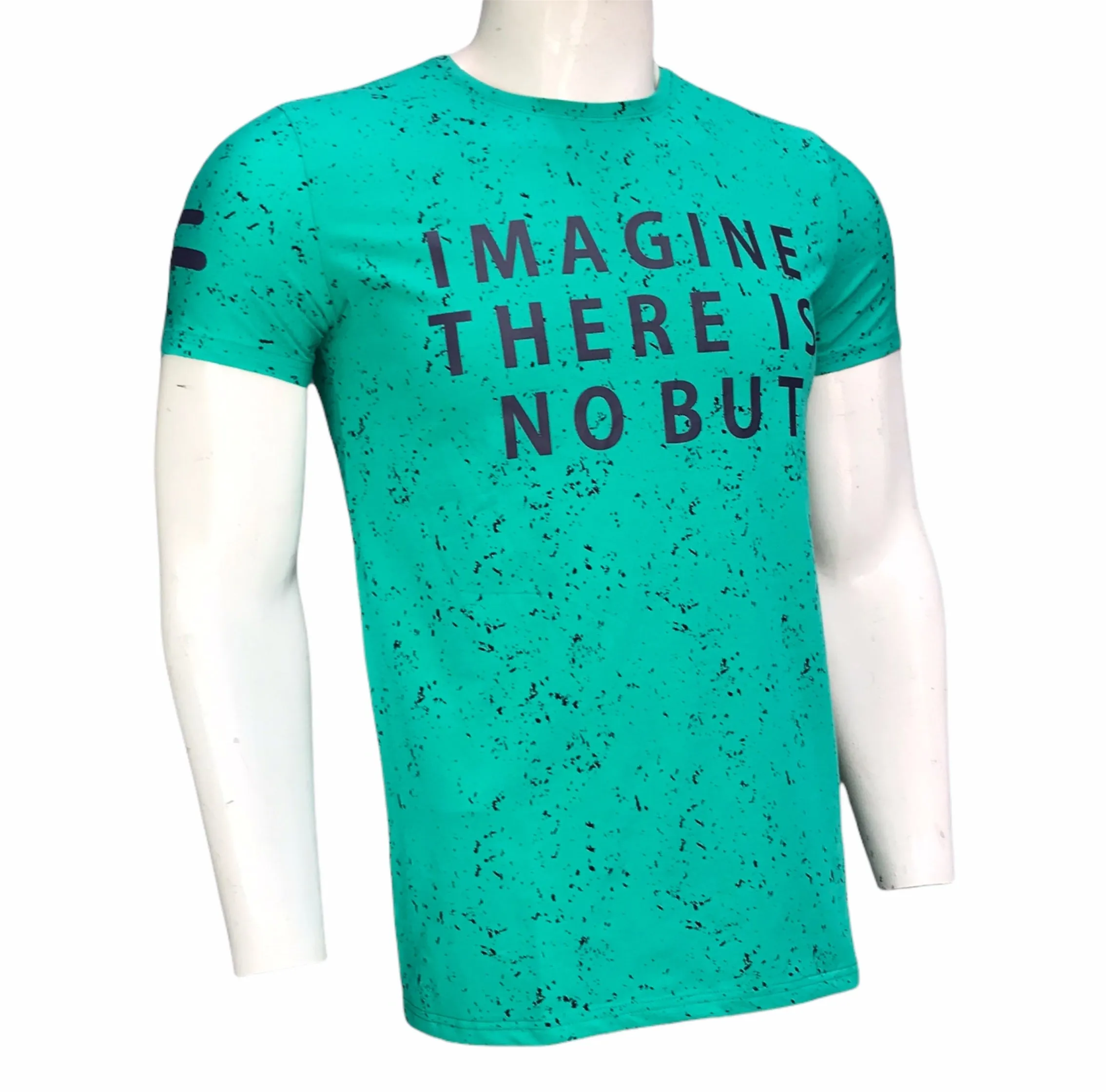Typographic Print Round Neck T-shirt with Short Sleeves (Imported)