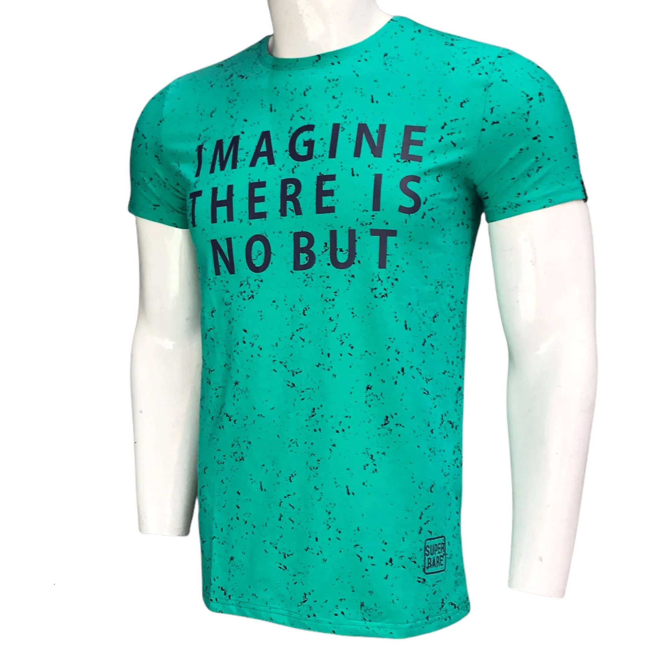 Typographic Print Round Neck T-shirt with Short Sleeves (Imported)