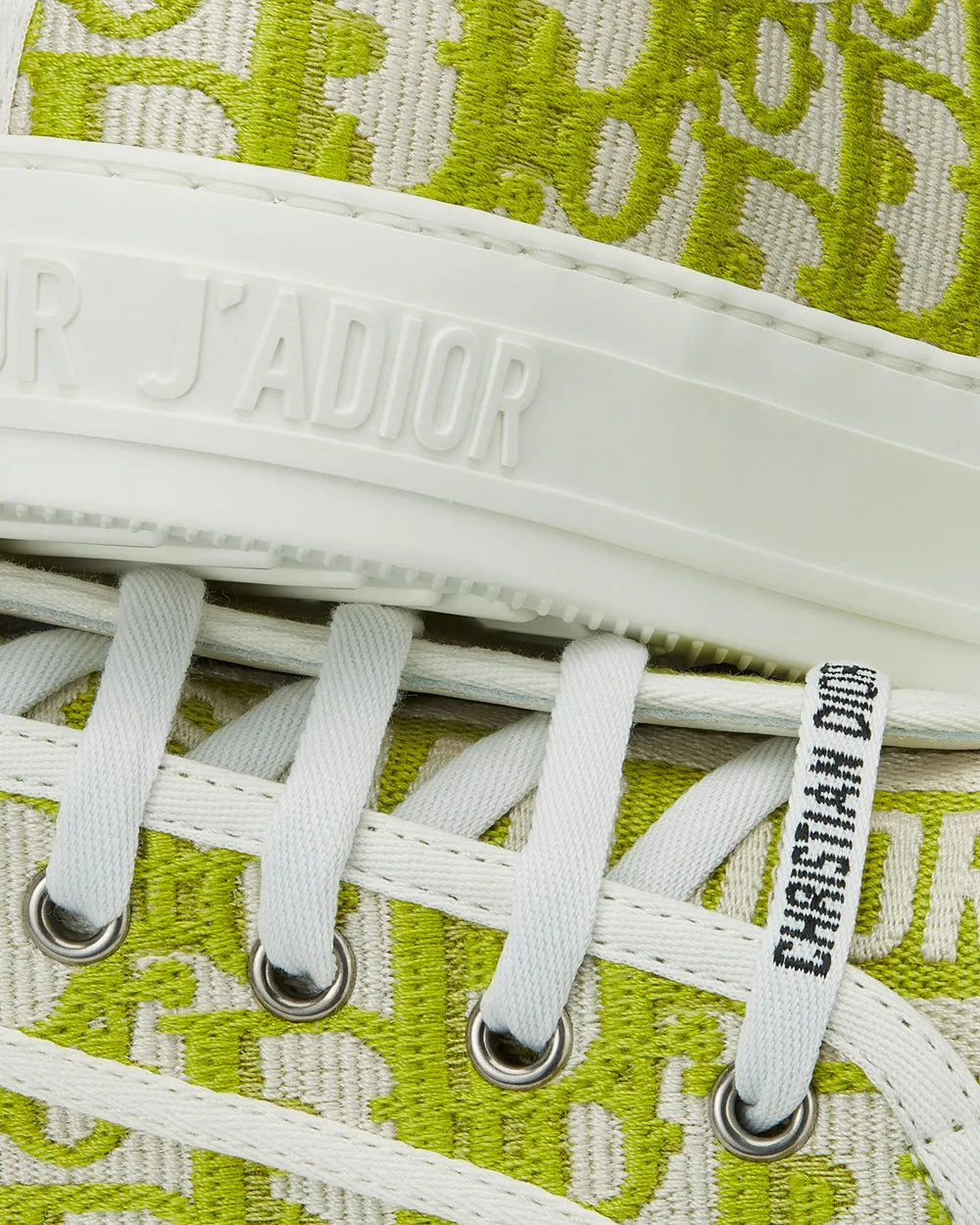 Walk'n'Dior Lime Dior Oblique Embroidered Cotton Low Top Sneakers
