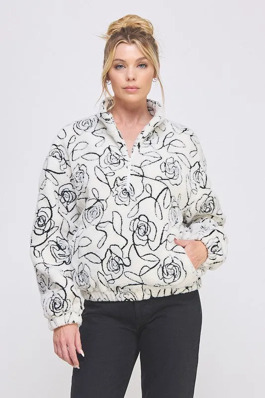 Winter's Rose Sherpa Half Zip Pullovr