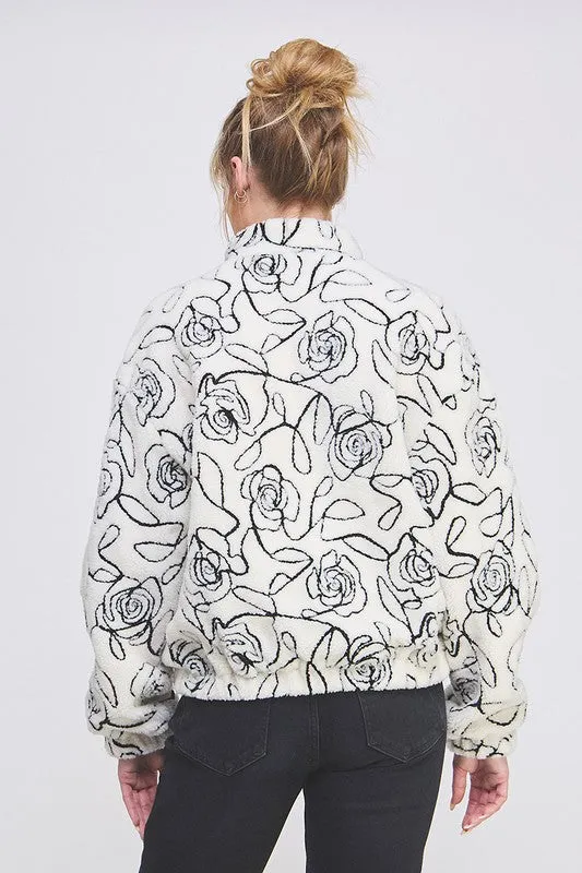 Winter's Rose Sherpa Half Zip Pullovr