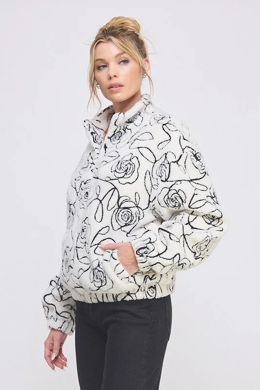 Winter's Rose Sherpa Half Zip Pullovr