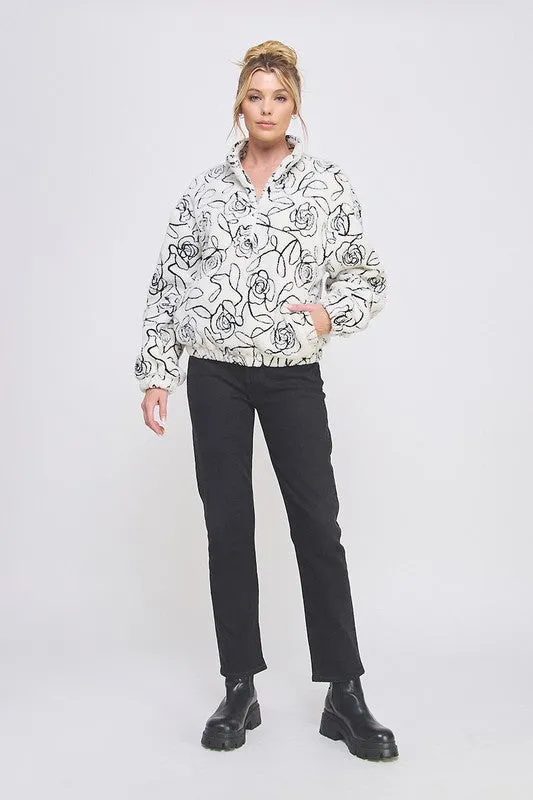 Winter's Rose Sherpa Half Zip Pullovr