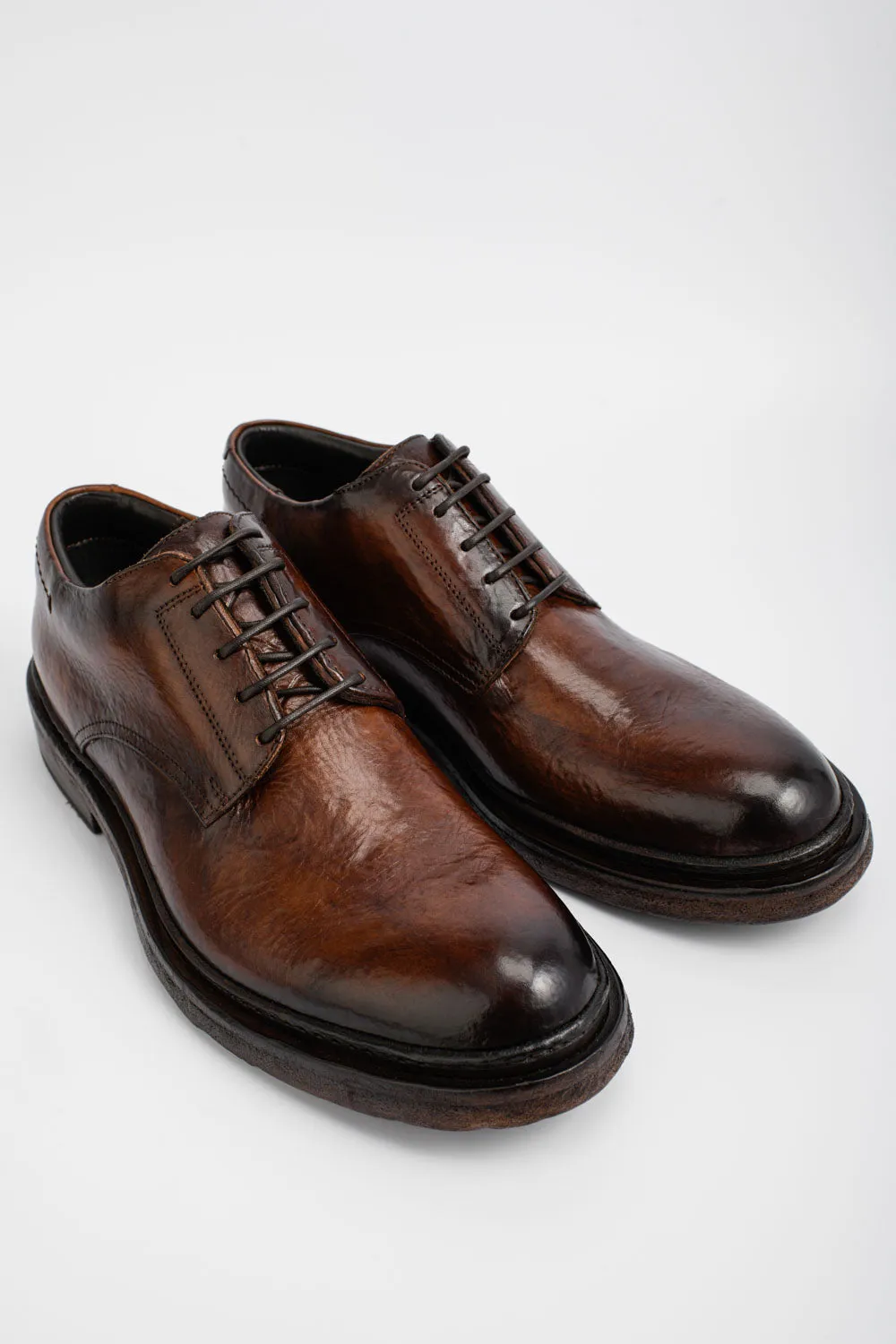 YORK rich-brown welted derby shoes.