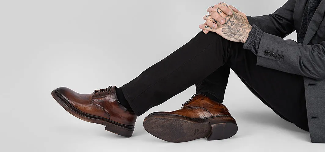 YORK rich-brown welted derby shoes.